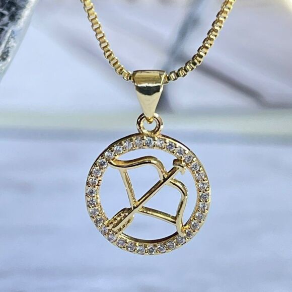 Jewelry - Gold Plated SAGITARIO Sing‎ Zodiac Horoscope Pendant Necklace NWOT